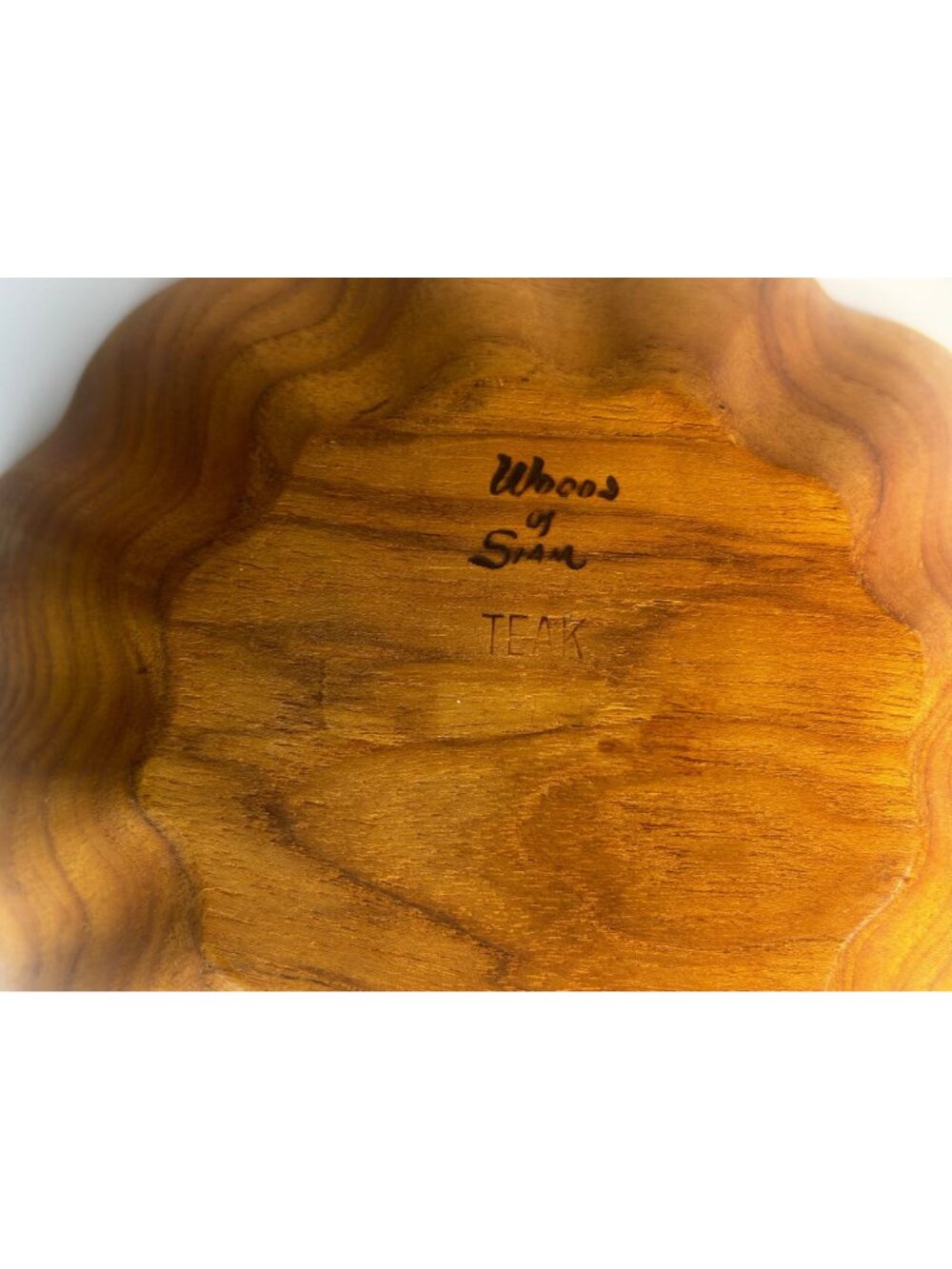 Vintage Woods of Siam Teak Wood Salad Bowl 10" Mid Century Modern MCM 1960s - Picture 4 of 6